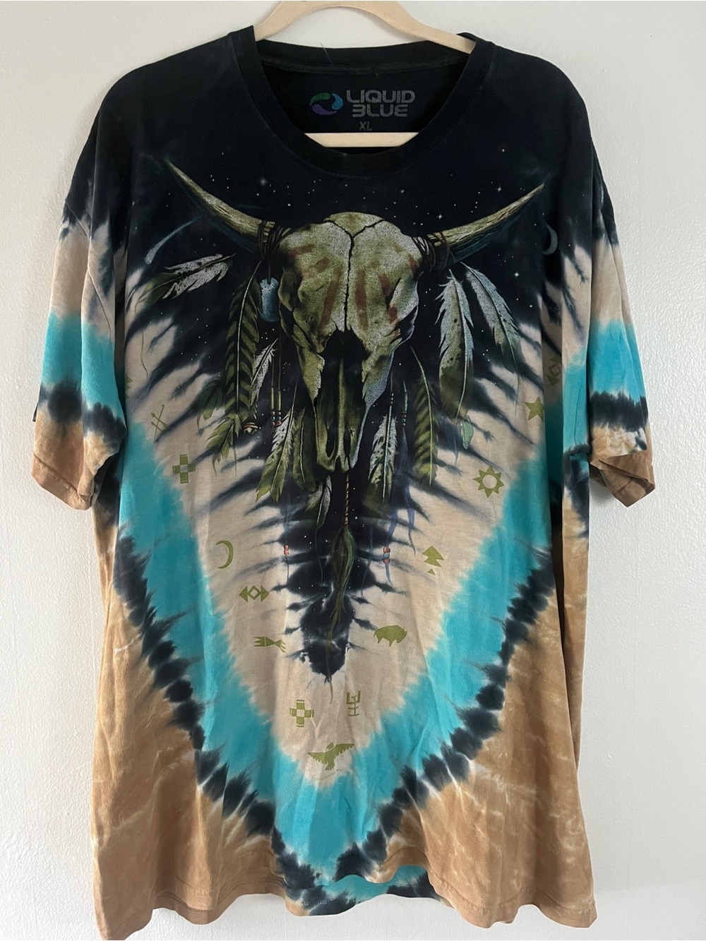 Liquid Blue Black Graphic Tee with Teal & Purple Logo